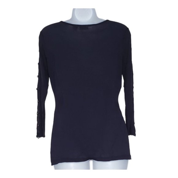 CATO Button 3/4 Sleeve Top - Small - Navy Blue - Picture 2 of 5